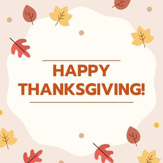 image of falling leaves with happy thanksgiving text in the center